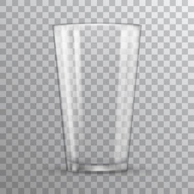 Şeffaf arkaplanda gölgesi olan gerçekçi parlak boş bardaklar
