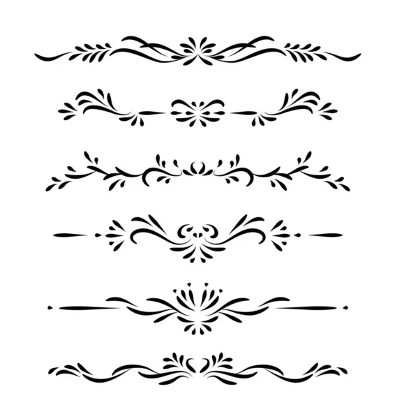 Beyaz arkaplanda el çizimi siyah vektör dekoratif kenarlıklar izole