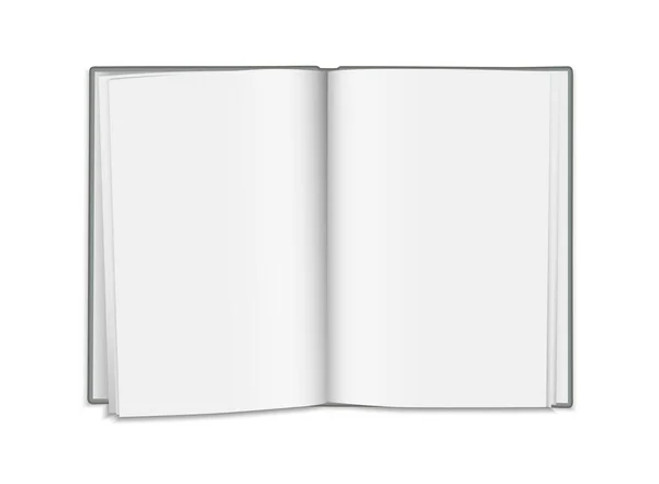 Libro Blanco Abierto Realista Vectorial Aislado Sobre Fondo Blanco — Archivo Imágenes Vectoriales