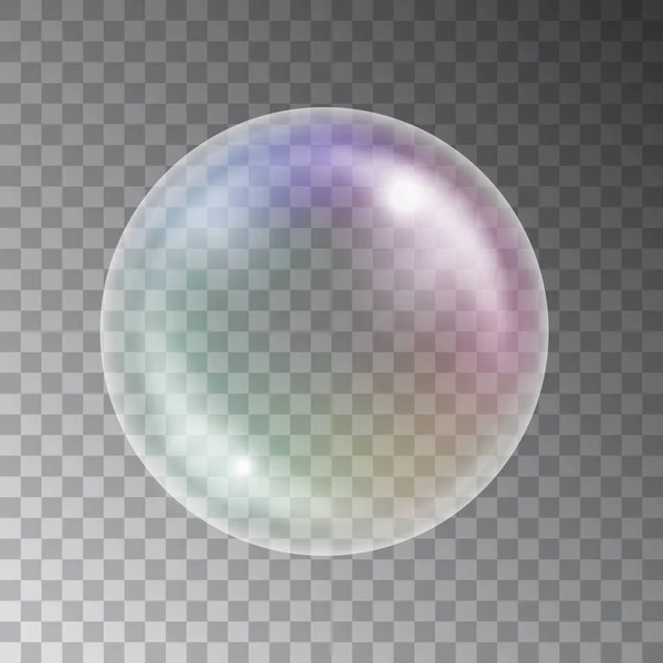 Vektorové Lesklé Barevné Mýdlo Bublina Izolované Tmavém Pozadí — Stockový vektor