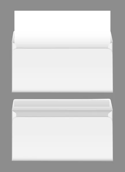 Vetor Aberto Envelope Branco Com Papel Branco Interior Isolado Sobre — Vetor de Stock