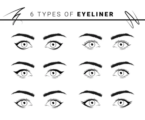 Vektor Illustration Verschiedener Eyeliner Typen Und Stile Auf Weißem Hintergrund — Stockvektor