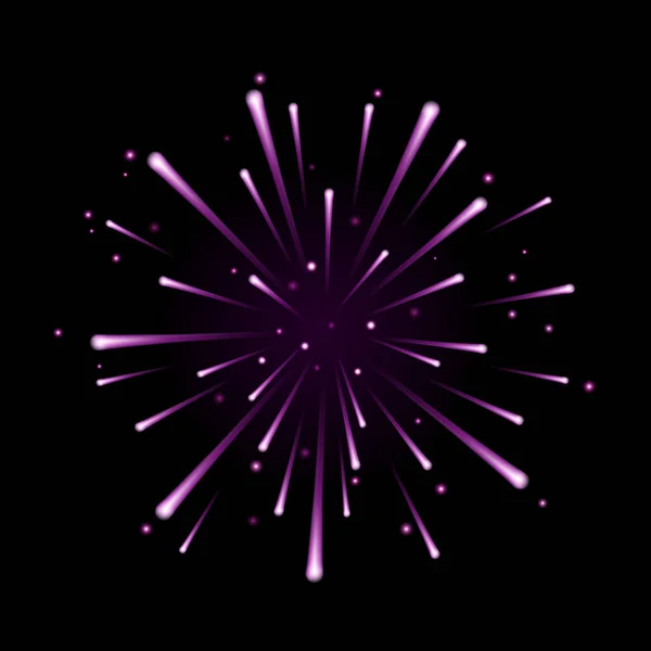 黒を基調としたベクトル現実的な紫花火イラスト — ストックベクタ