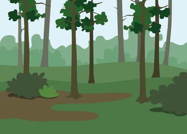 Semplice Paesaggio Forestale Cartone Animato Illustrazione Vettoriale — Vettoriale Stock