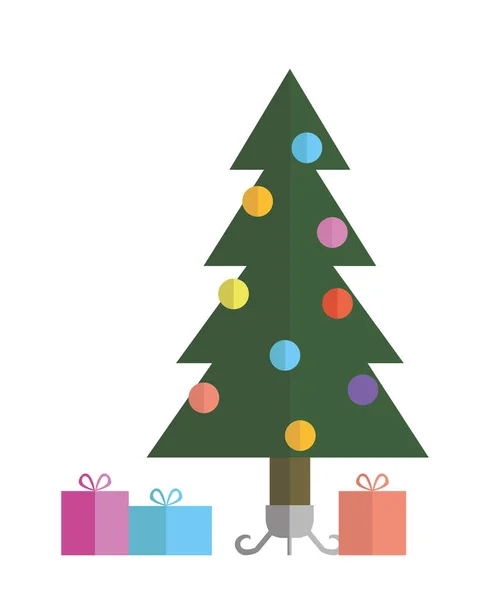 Diseño Plano Vector Árbol Navidad Ilustración Aislado Sobre Fondo Blanco — Vector de stock