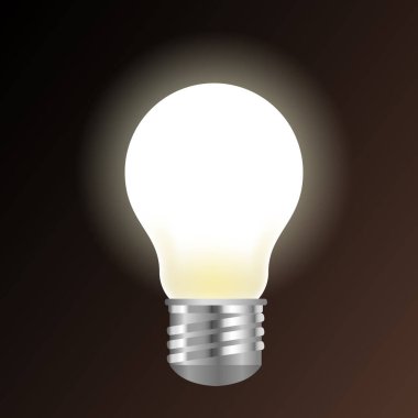 Parlayan ampul koyu arkaplan vektör illüstrasyonunda izole edildi