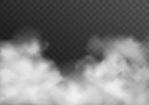 Διάνυσμα Ρεαλιστικό Καπνό Ομίχλη Ομίχλη Διαφανές Αποτέλεσμα Απομονώνονται Σκοτεινό Φόντο — Διανυσματικό Αρχείο