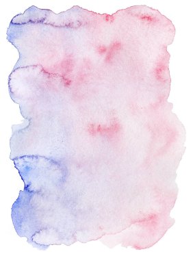 Beyaz zemin üzerinde el boyası mavi ve pembe suluboya doku