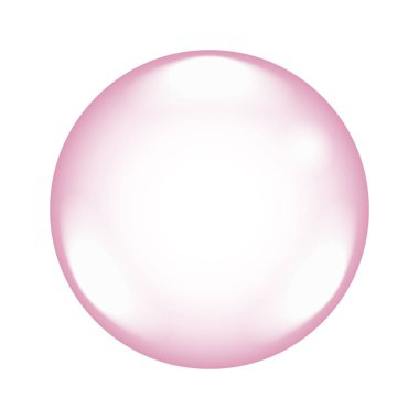 Beyaz arkaplanda izole edilmiş gerçekçi pembe baloncuk