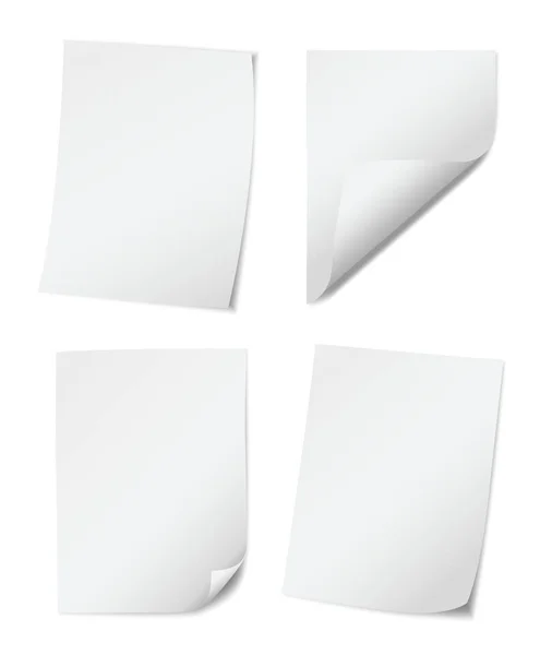 Ensemble Quatre Réalistes Blanc Vecteur Blanc Post Note Isolé Sur — Image vectorielle