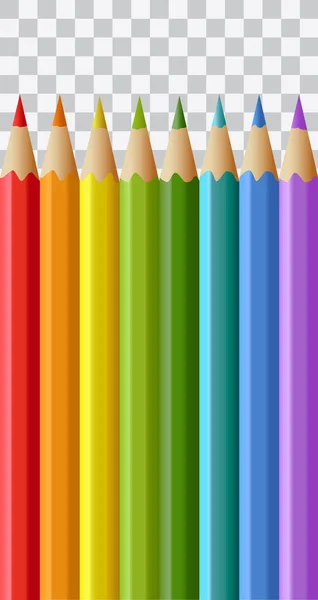 Zestaw Kredek Wektorowych Kolorowe Realistyczne Ołówki Izolowane Przejrzystym Tle — Wektor stockowy