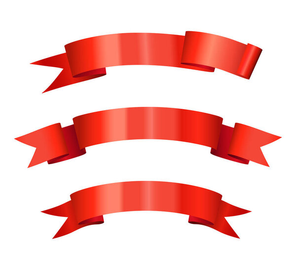 Набор красных векторных баннеров с ленточкой для текста, выделенного на белом фоне
