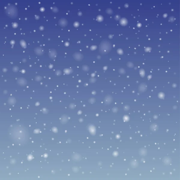 Texture Réaliste Neige Tombante Vectorielle Isolée Sur Fond Ciel Bleu — Image vectorielle