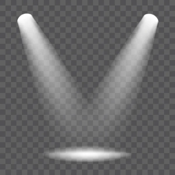 Şeffaf arkaplanda izole edilmiş vektör gerçekçi spot ışığı efektleri