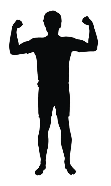Black Vector Silhouette Strong Young Man Isolated White Background — Stock Vector