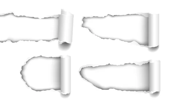 Ensemble Trous Vectoriels Réalistes Déchirés Dans Papier Avec Des Bords — Image vectorielle