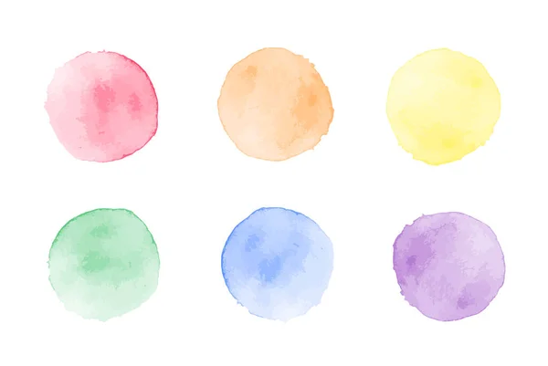 Beyaz arkaplanda izole edilmiş vektör renkli suluboya noktaları