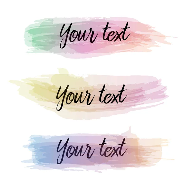 Weiche Pastellfarbene Aquarell Textetiketten Für Ihren Text Isoliert Auf Weißem — Stockvektor