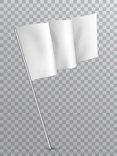 Vector Blank Waving White Flag Isolated Transparent Background — Stock Vector