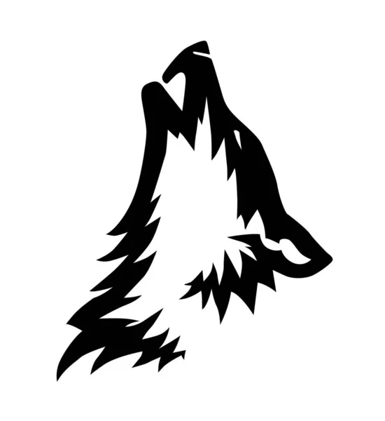 Dekorative Abbildung Des Schwarzen Vektor Wolfskopfes Oder Tätowierung — Stockvektor