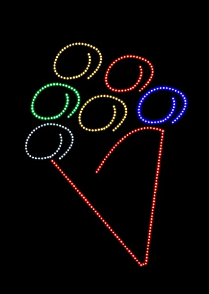 ネオンまたは led 光アイス クリーム コーンの記号 — ストック写真