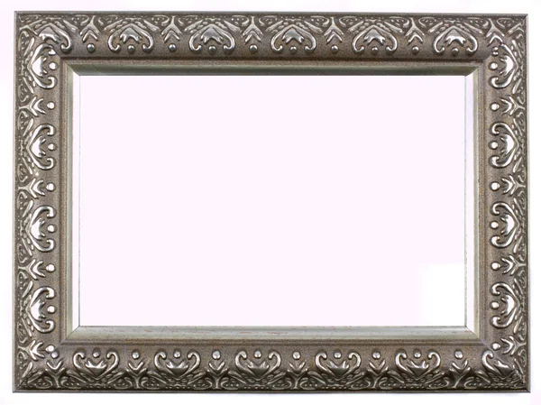 Starožitný stříbrný fotorámeček s dekorativní vzor — Stock fotografie