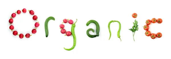 Organic vegetable text — Stock Photo, Image