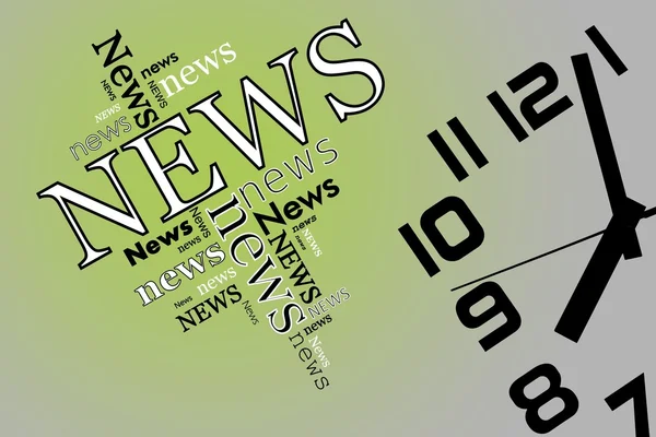 News and time on soft green — Stock Photo, Image
