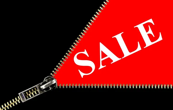 Sale placard , zipper opening concept — Stock Photo, Image