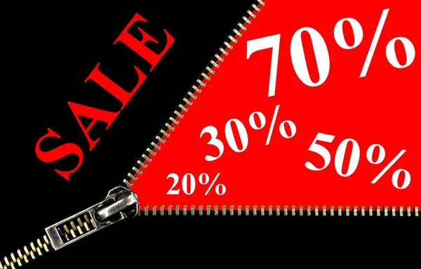 Conceito de venda placard zipper — Fotografia de Stock