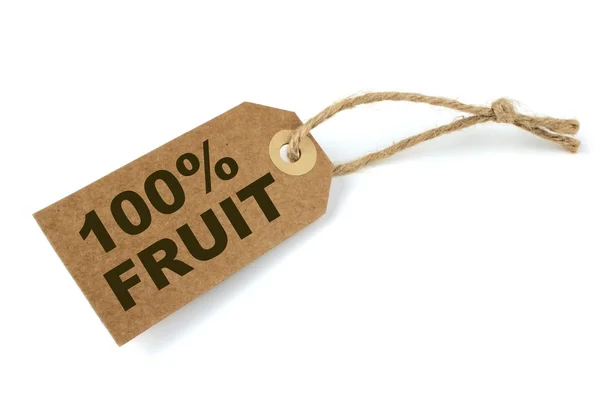 Fruit label with brown text — Stock Photo, Image