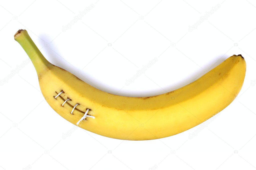 Injured banana stitched up
