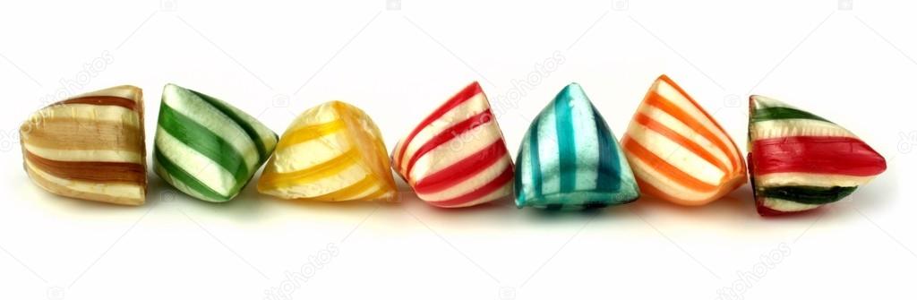 Colorful hard stripy candies banner
