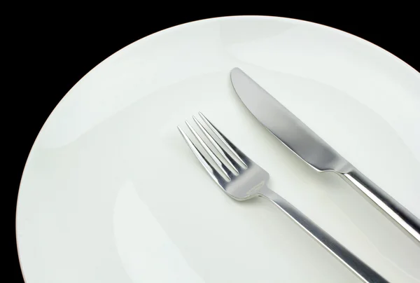 Fork, knife and plate — Stock Photo, Image