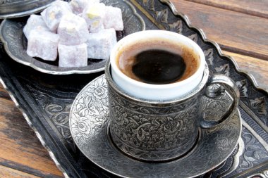 Turkish coffee and turkish delight clipart