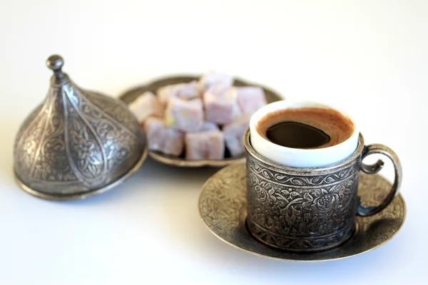 Turkse koffie en Turks fruit — Stockfoto