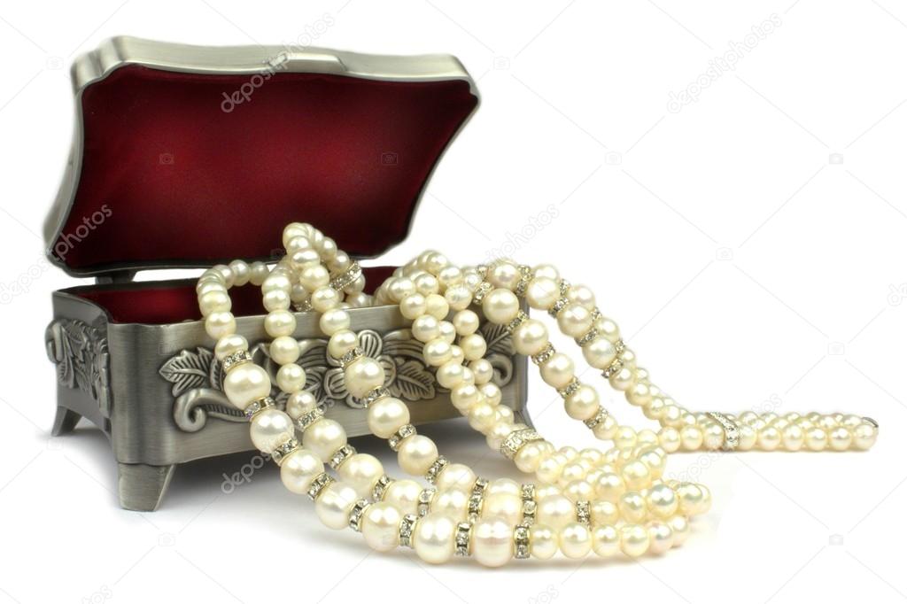 Jewelry box and pearl necklace