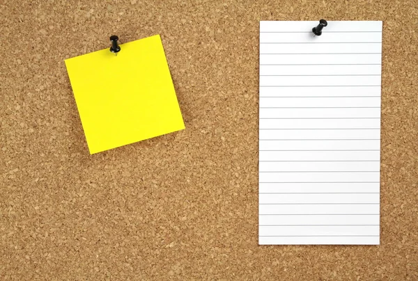 Cork board and note papers — Stock Photo, Image
