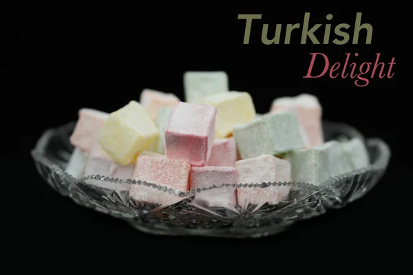 Turkse deligth in een kristal plaat — Stockfoto