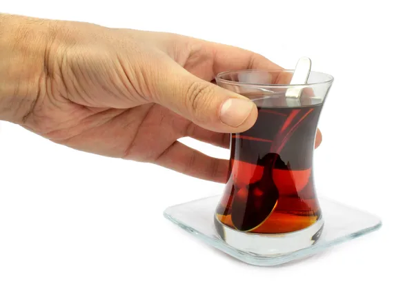 Türkischer Tee mit traditionellem Teeglas. — Stockfoto