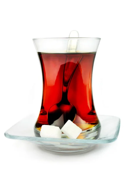 Turecký čaj v tradičním skle. Stock Obrázky
