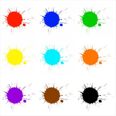 Colorful paint splashes clipart