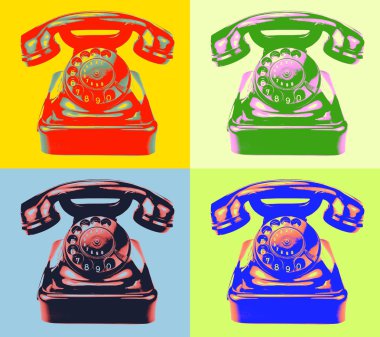 eski çevirmeli telefon pop sanat tarzı görüntü..