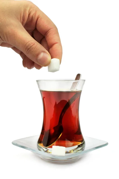 Τουρκικό τσάι με παραδοσιακό τσάι γυαλί. — Φωτογραφία Αρχείου