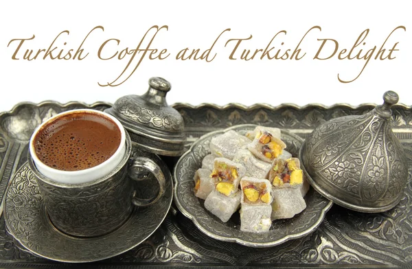 Turkish coffee and turkish delight — Stock Photo, Image