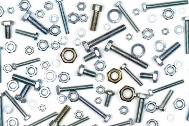 Various bolts, nuts, and washers clipart