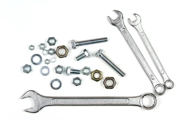 Wrenches, bolts and washers — Stock Photo, Image