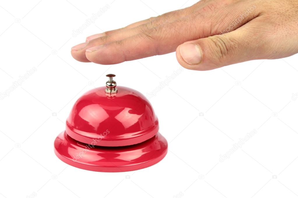 Hand ringing in red service bell