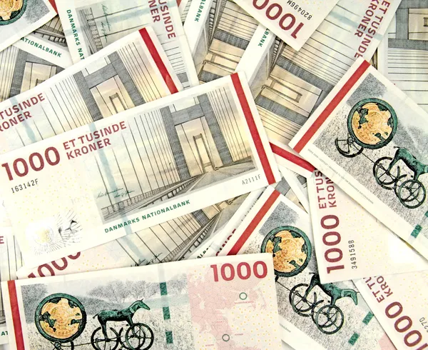 Scattered danish krone ( 10x1000 DKK ) — Stock Photo, Image