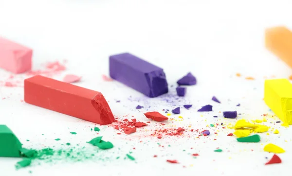 Crumbled colorful chalks — Stock Photo, Image